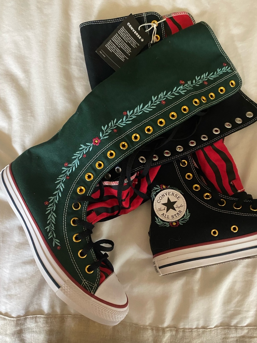 NWT Rare Custom Embroidered Converse XXHI Knee High Chuck Taylors Size M7 W9